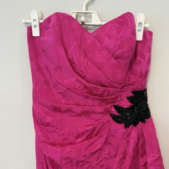 Y2K Silk Studio Hot Pink 100% Silk Strapless Prom Homecoming Dress Size 4 166 - Picture 12 of 14